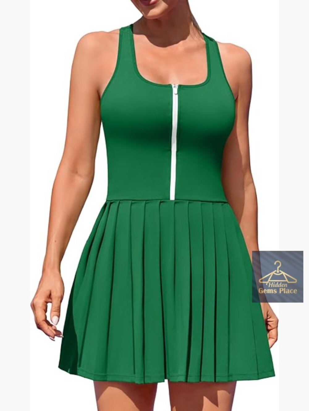 Tennis Dress with Built in Shorts and Bra Pleated Golf Dress Seamless Athletic - Picture 1 of 7